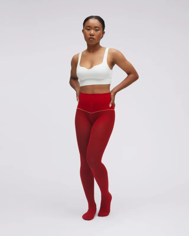 Cherry Red Semi-Opaque Rip-Resist Tights sold by Sheertex