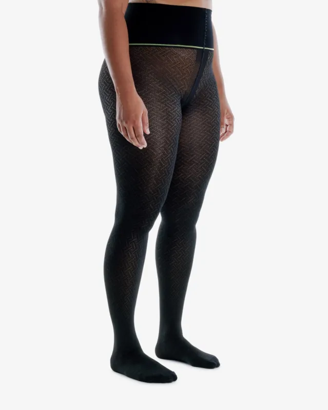 Basketweave Classic Semi-Sheer Rip-Resist Tights sold by Sheertex