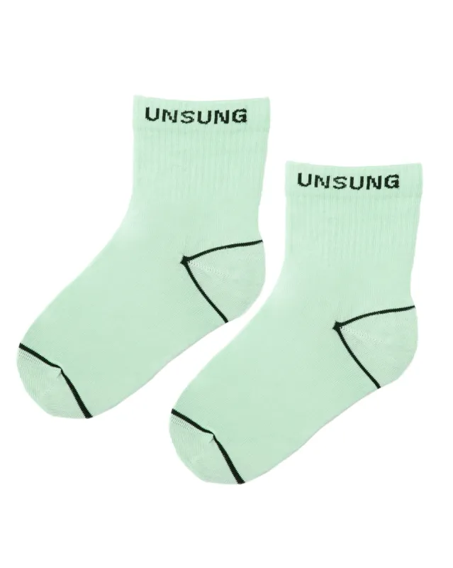 Seafoam Green Unsung Mini Crew Socks made by Sheertex