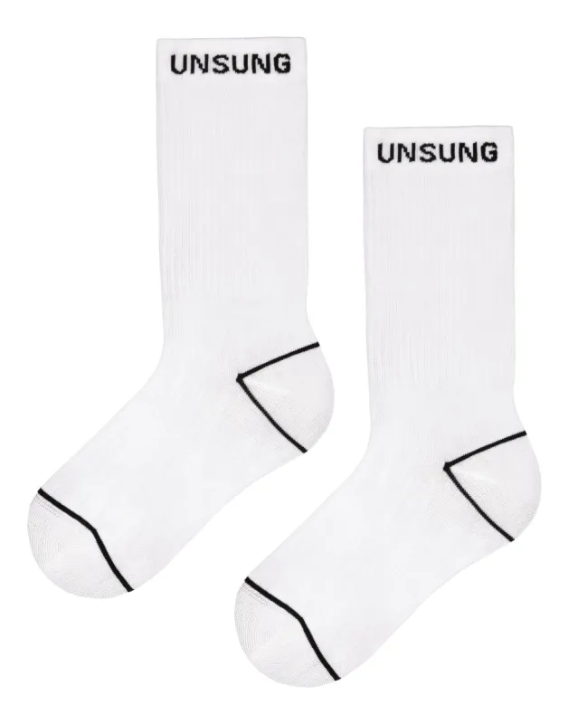 White Unsung Crew Socks sold by Sheertex