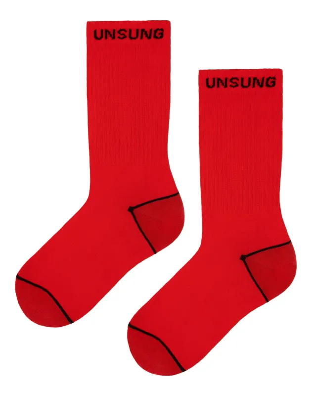 Red Unsung Crew Socks sold by Sheertex