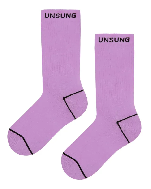 Lilac Unsung Crew Socks sold by Sheertex