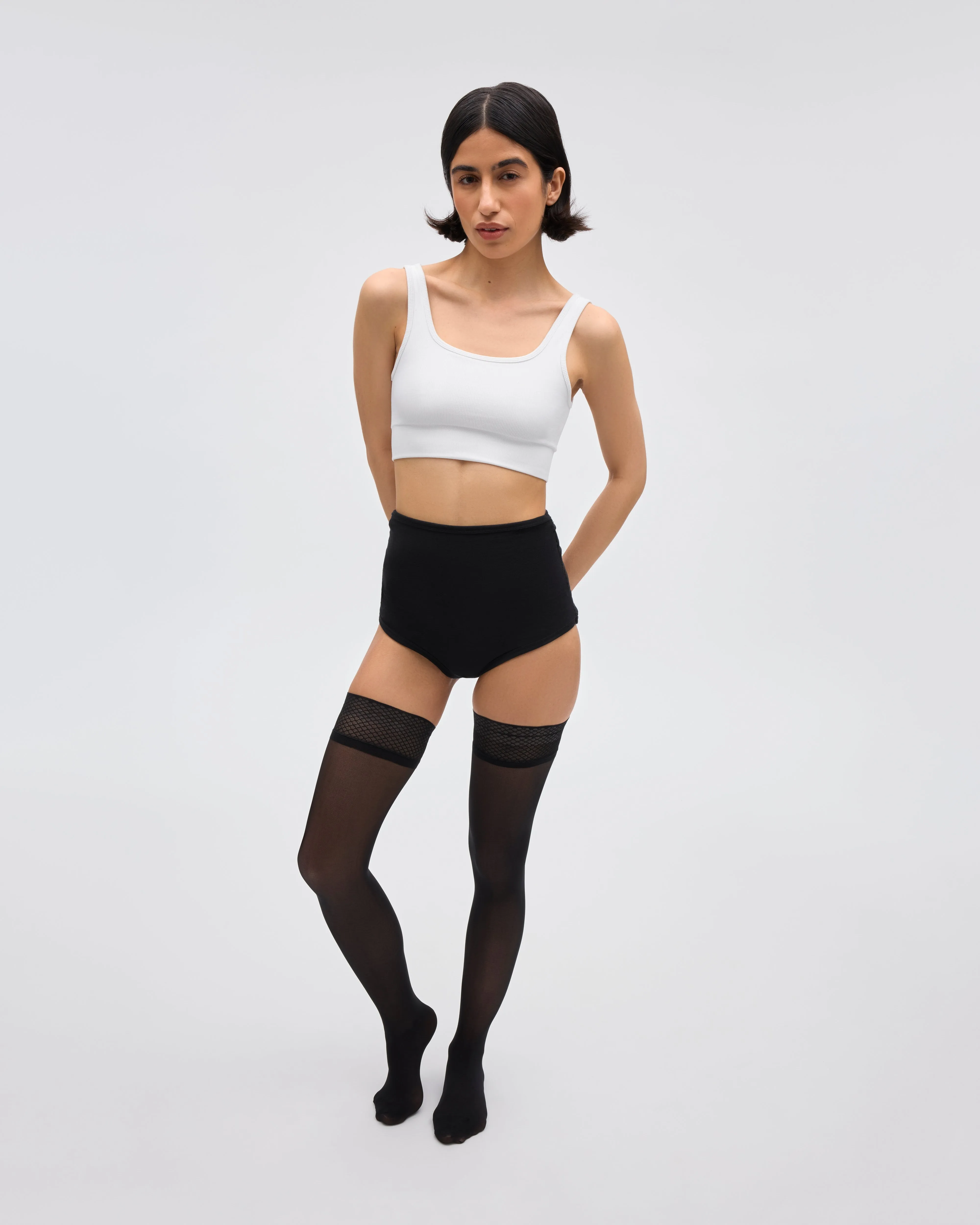 Backseam Super Sheer Rip-Resist Thigh Highs sold by Sheertex