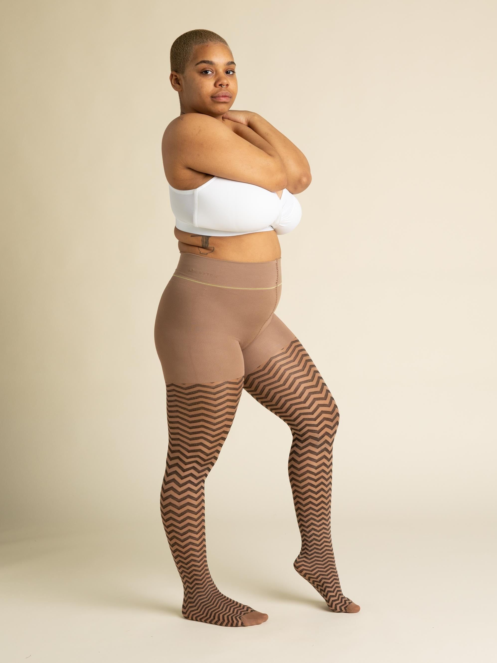 ZigZag Nude Shaping Sheer Rip-Resist Tights in N06 sold by Sheertex