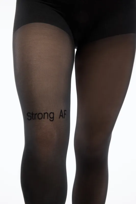 "Strong AF" Flocked Sheer Rip-Resist Tights sold by Sheertex