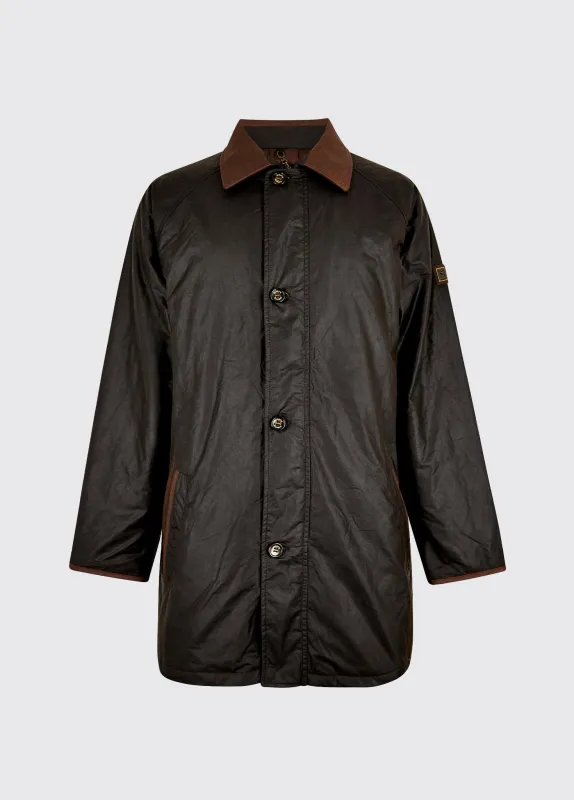 Prospect Men's wax cotton coat - Verdigris sold by Dubarry of Ireland