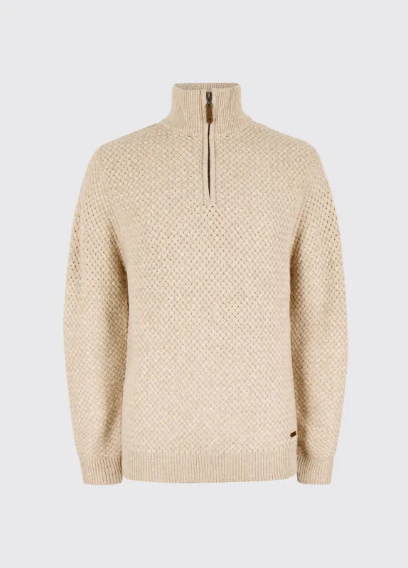 Power Men's Zip neck sweater - Oat sold by Dubarry of Ireland