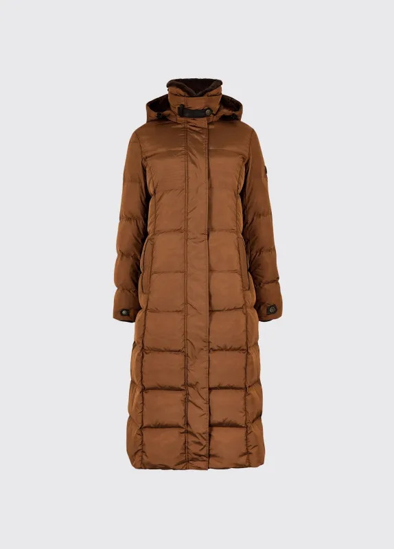 Aldborough Women's full length technical down jacket - Russet sold by Dubarry of Ireland