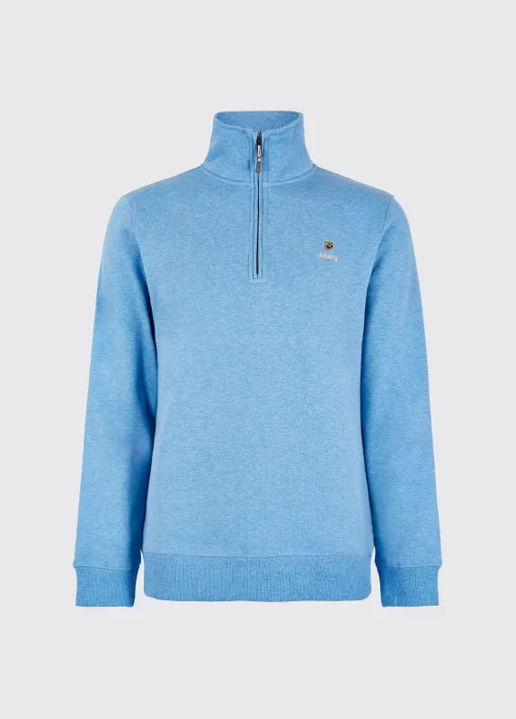 Boyce Men’s Zip Neck Sweater - Azure Blue made by Dubarry of Ireland