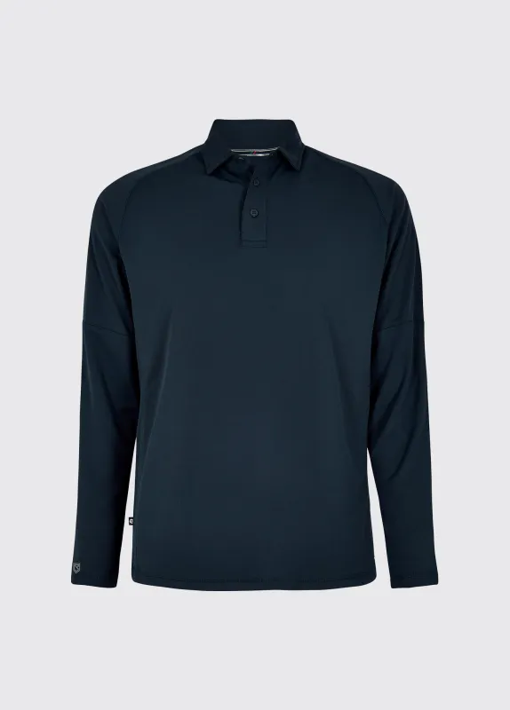 Piraeus Men's Long Sleeve Technical Polo - Navy sold by Dubarry of Ireland