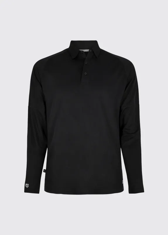 Piraeus Men's Long Sleeve Technical Polo - Black sold by Dubarry of Ireland