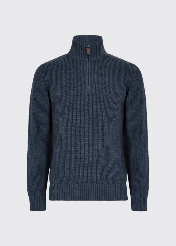 Portmarnock Men’s Fisherman Zip Neck - Denim sold by Dubarry of Ireland