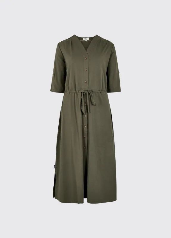 Hanlon Women’s Midi Length Shirt Dress - Kelp sold by Dubarry of Ireland