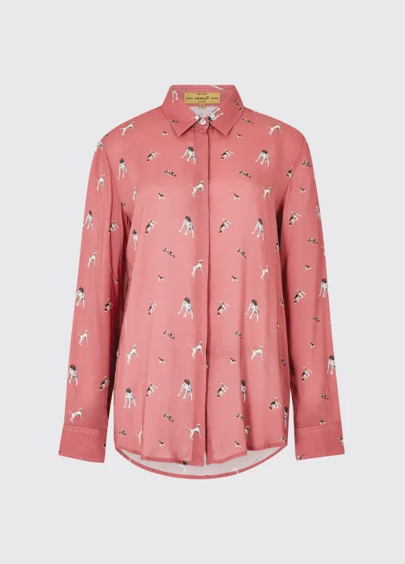 Daphne Hound Print Shirt - Ruby Red made by Dubarry of Ireland