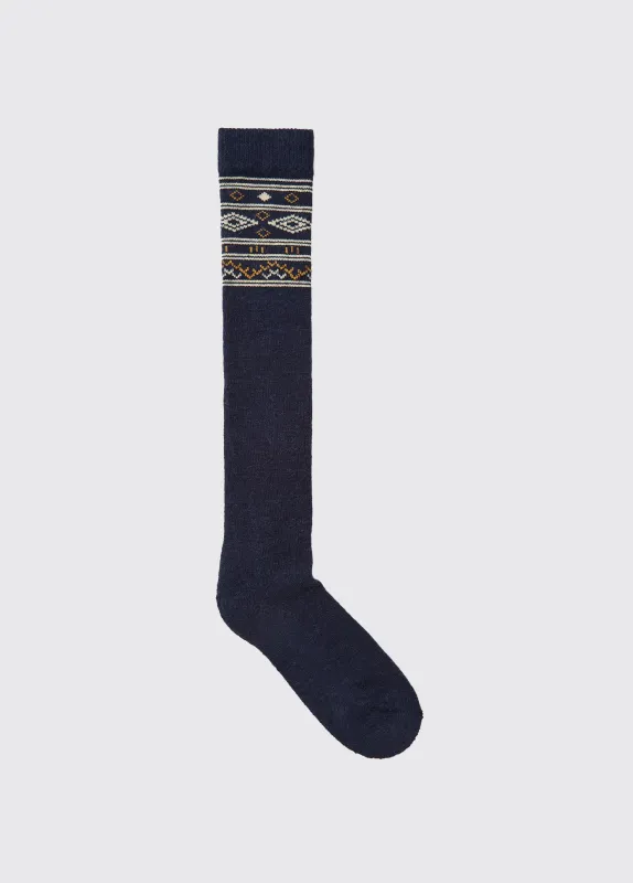 Rolestown Fair Isle Alpaca socks - Navy sold by Dubarry of Ireland