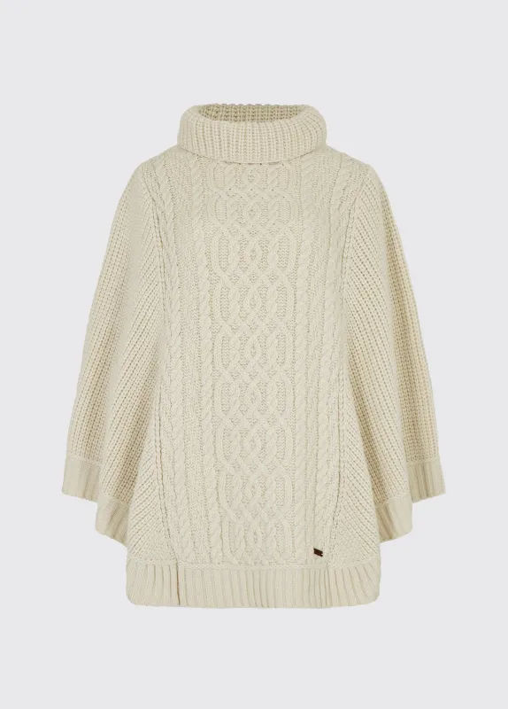 Kilronan Women’s Merino Poncho - Cream sold by Dubarry of Ireland