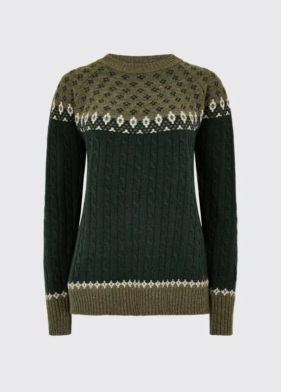 Thornfield Women’s Fair Isle knit - Olive made by Dubarry of Ireland