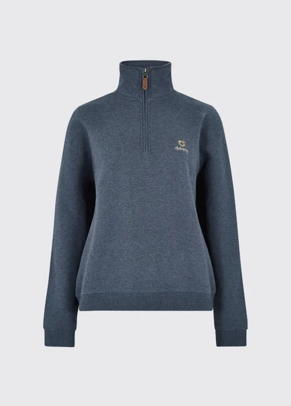 Castlemartyr Women's Quarter Zip Sweatshirt - Denim sold by Dubarry of Ireland