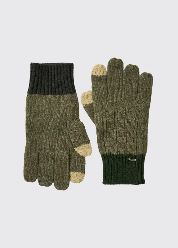 Ballyhide Knitted Gloves - Olive sold by Dubarry of Ireland