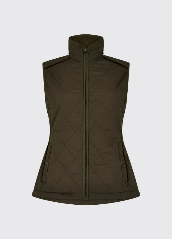 Heywood Women’s Quilted Gilet- Olive sold by Dubarry of Ireland