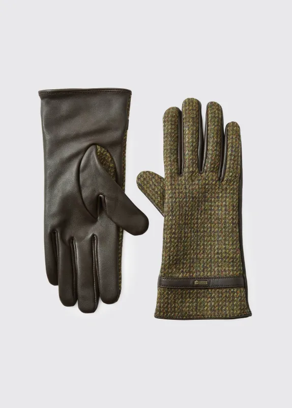 Ballycastle Ladies Tweed Leather Gloves - Heath sold by Dubarry of Ireland