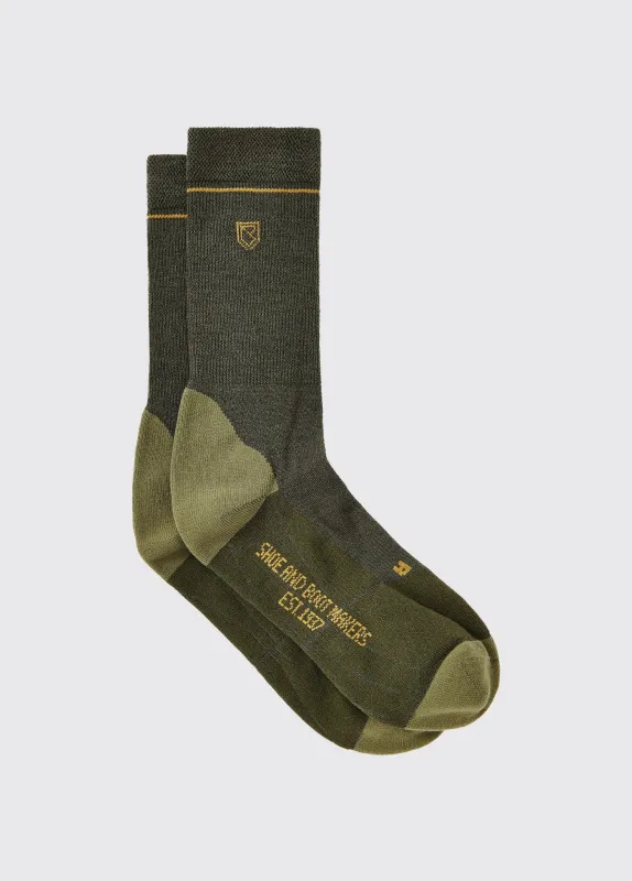 Tintern Mens Short PrimaLoft® Sock - Olive sold by Dubarry of Ireland