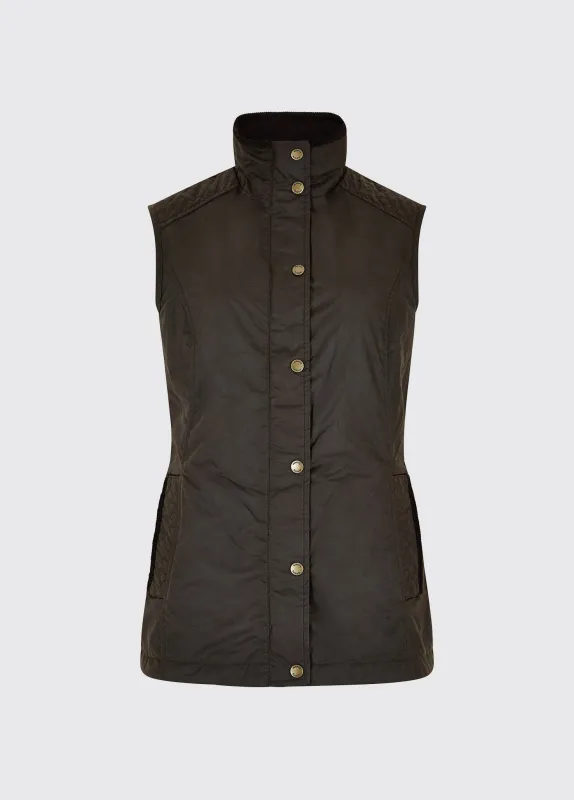 Pakenham Wax Gilet - Verdigris sold by Dubarry of Ireland