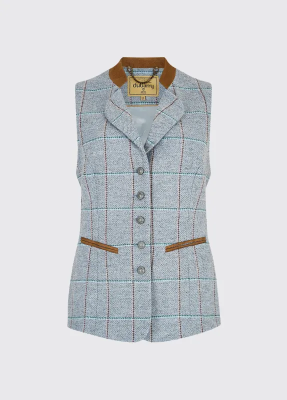 Spindle Tweed Waistcoat - Blue Heather made by Dubarry of Ireland