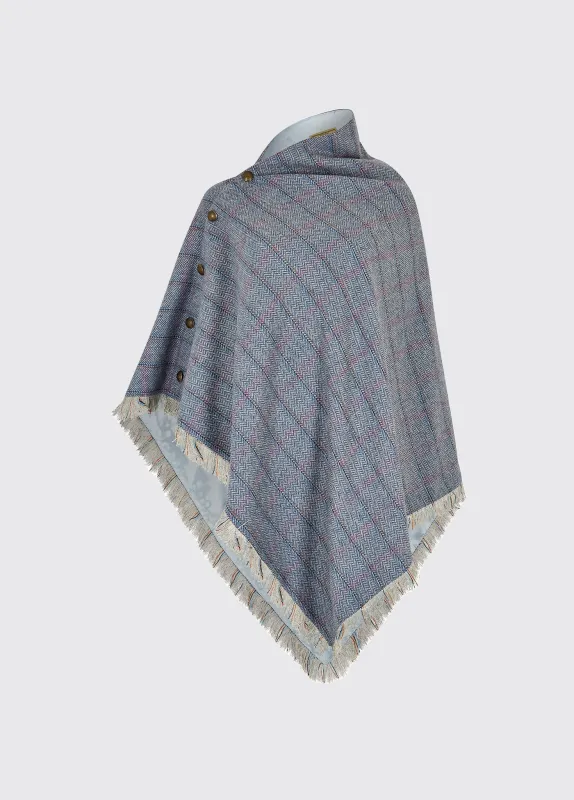 Hazelwood Tweed Poncho - Denim Haze sold by Dubarry of Ireland
