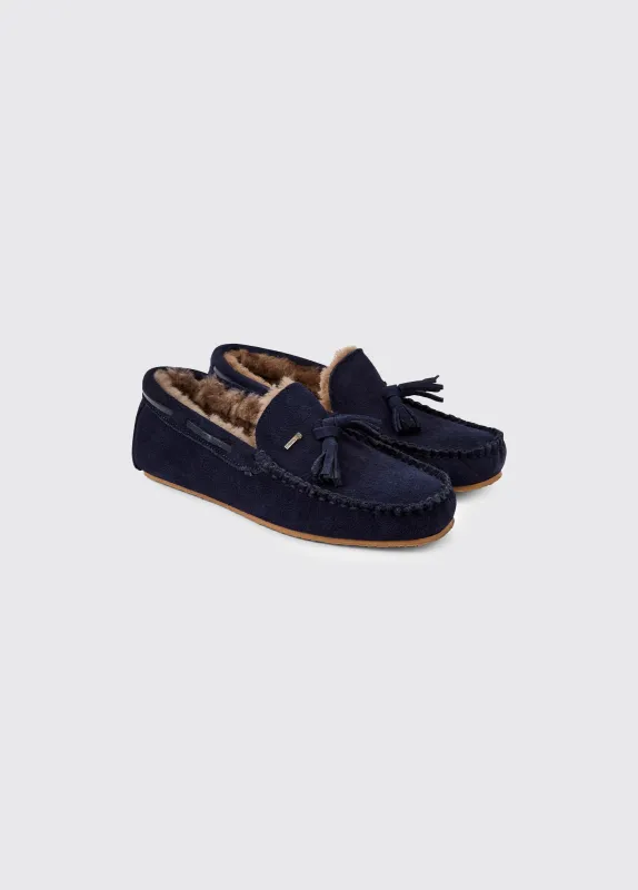 Rosslare Women's Moccasin Slipper - French Navy made by Current