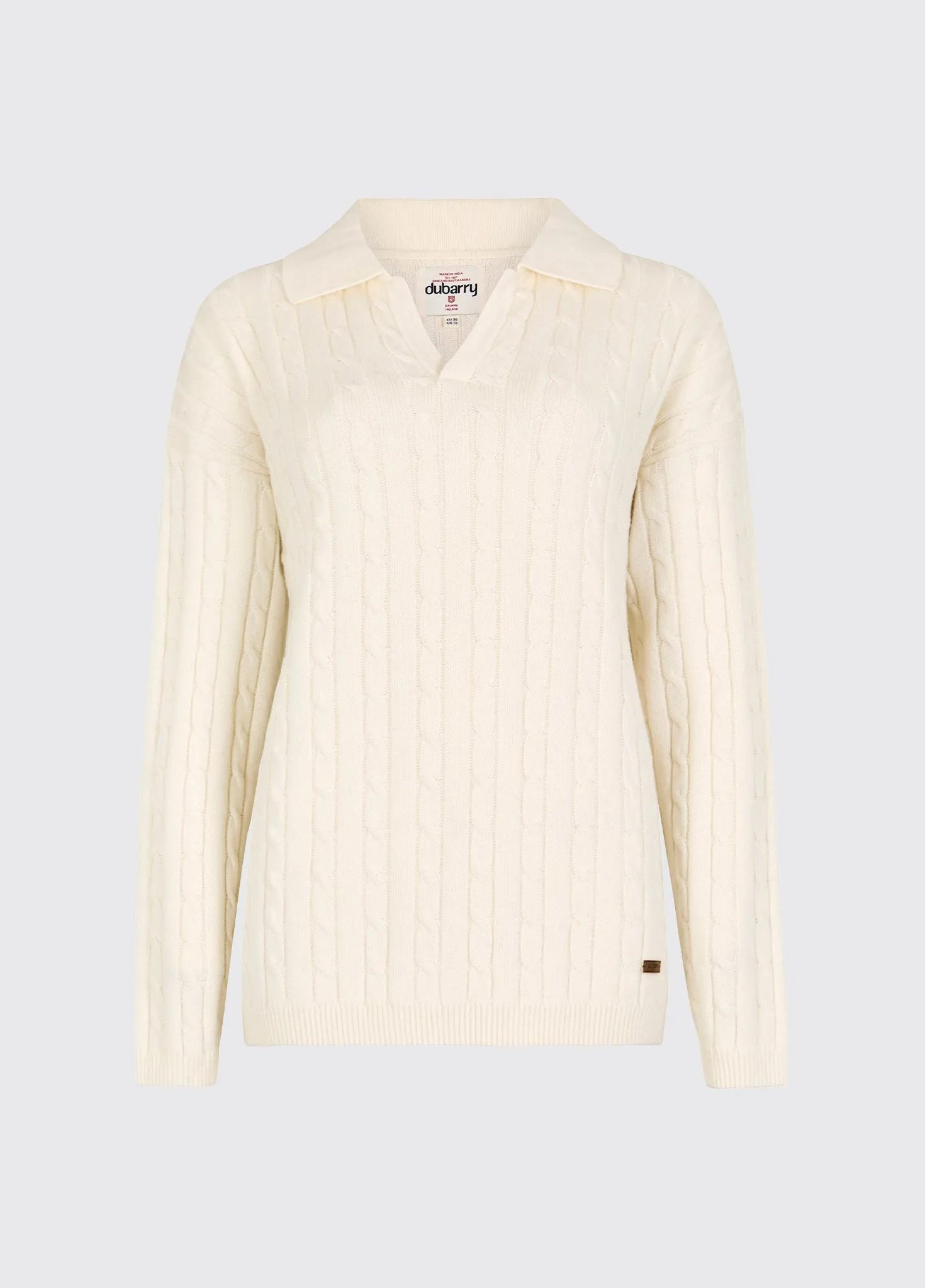 Brownville Women's Cable Knit Jumper - Oyster sold by Dubarry of Ireland