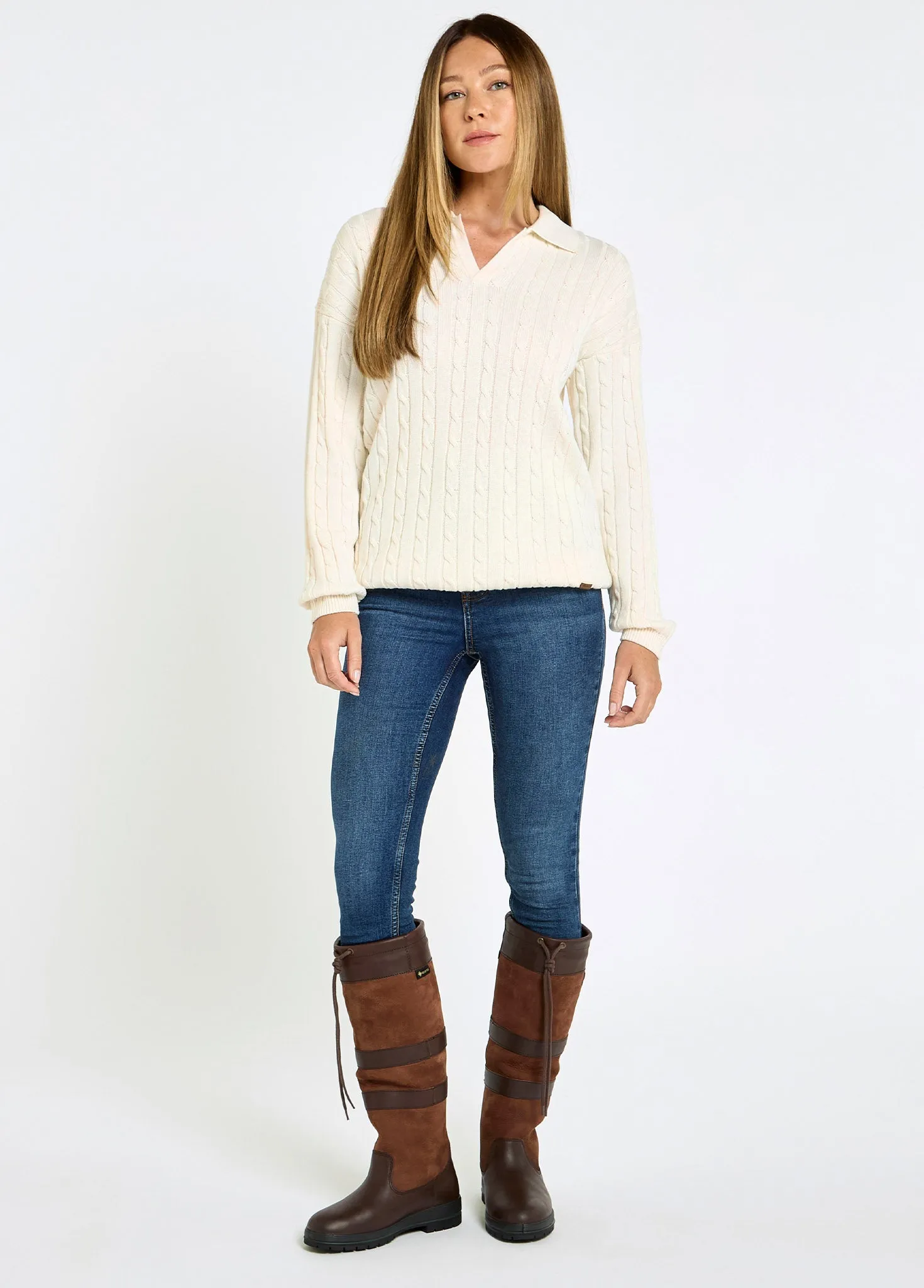 Brownville Women's Cable Knit Jumper - Oyster sold by Dubarry of Ireland product image thumbnail 2