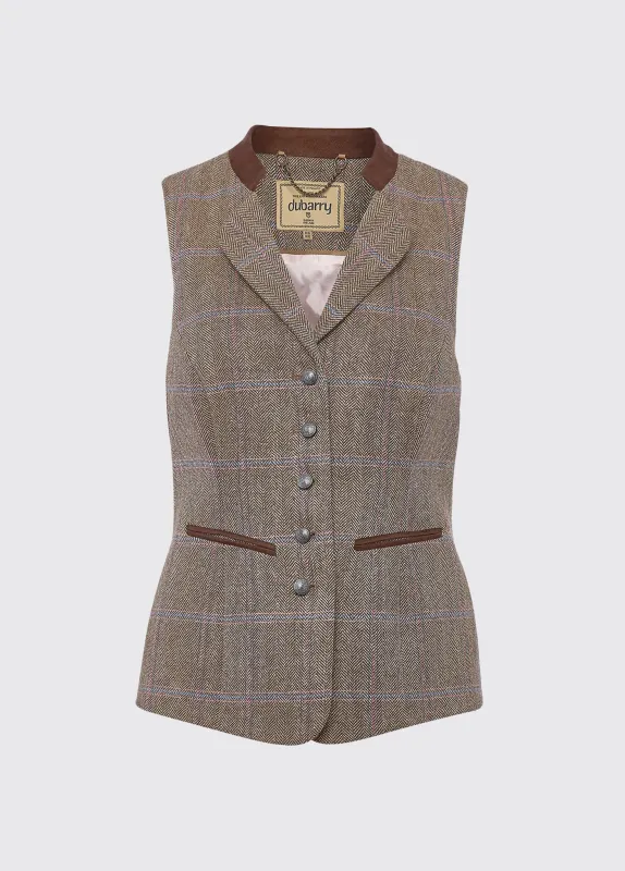 Spindle Tweed Waistcoat - Woodrose made by Dubarry of Ireland
