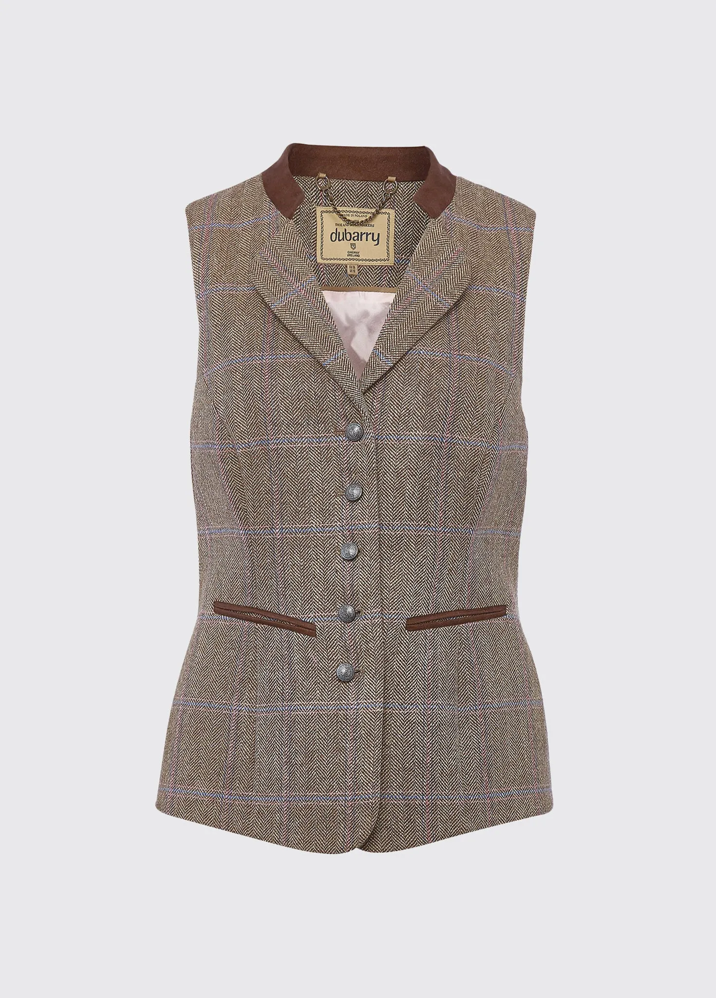 Spindle Tweed Waistcoat - Woodrose sold by Dubarry of Ireland