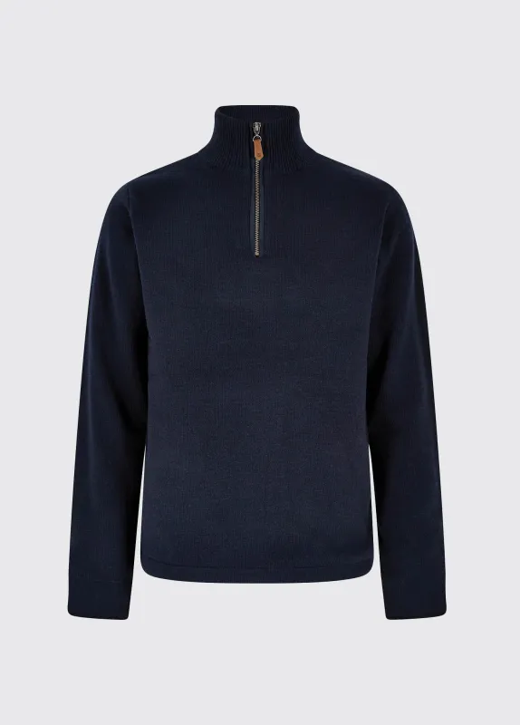 Feeney Zip Neck Sweater - Navy made by Dubarry of Ireland