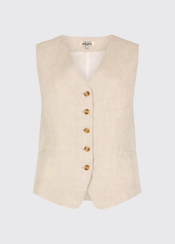 Killaloe Women's Linen Wasitcoat - Oatmeal made by Current