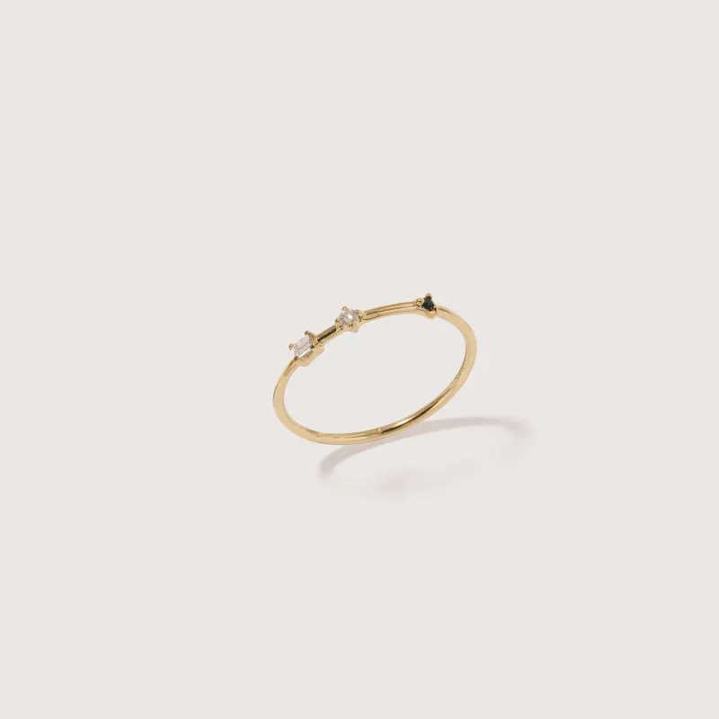 Three Stone Diamond Sapphire Bamboo Ring made by Otiumberg