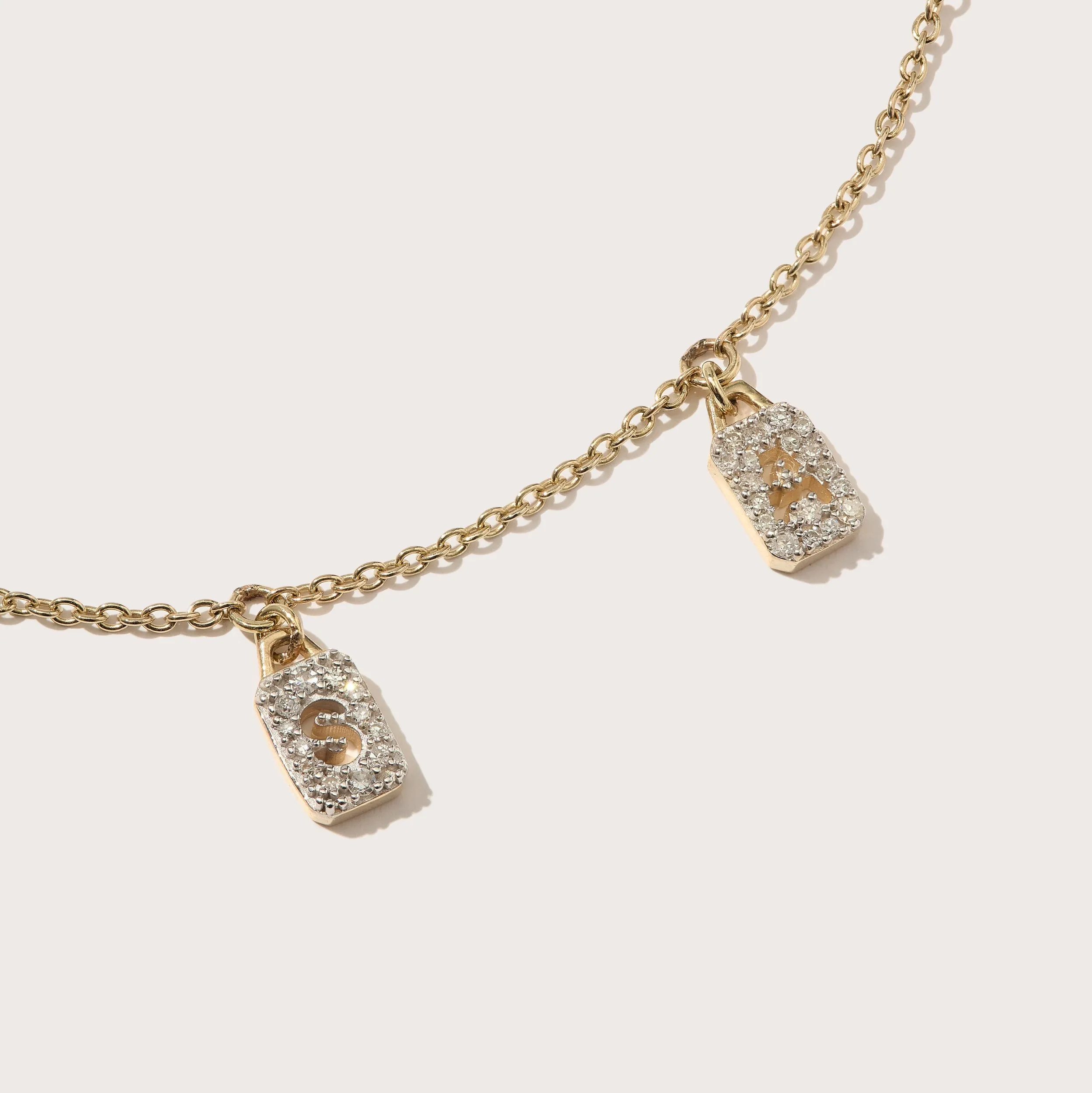 Personalised Tiny Diamond Tag Necklace (Made To Order) sold by Otiumberg product image thumbnail 3