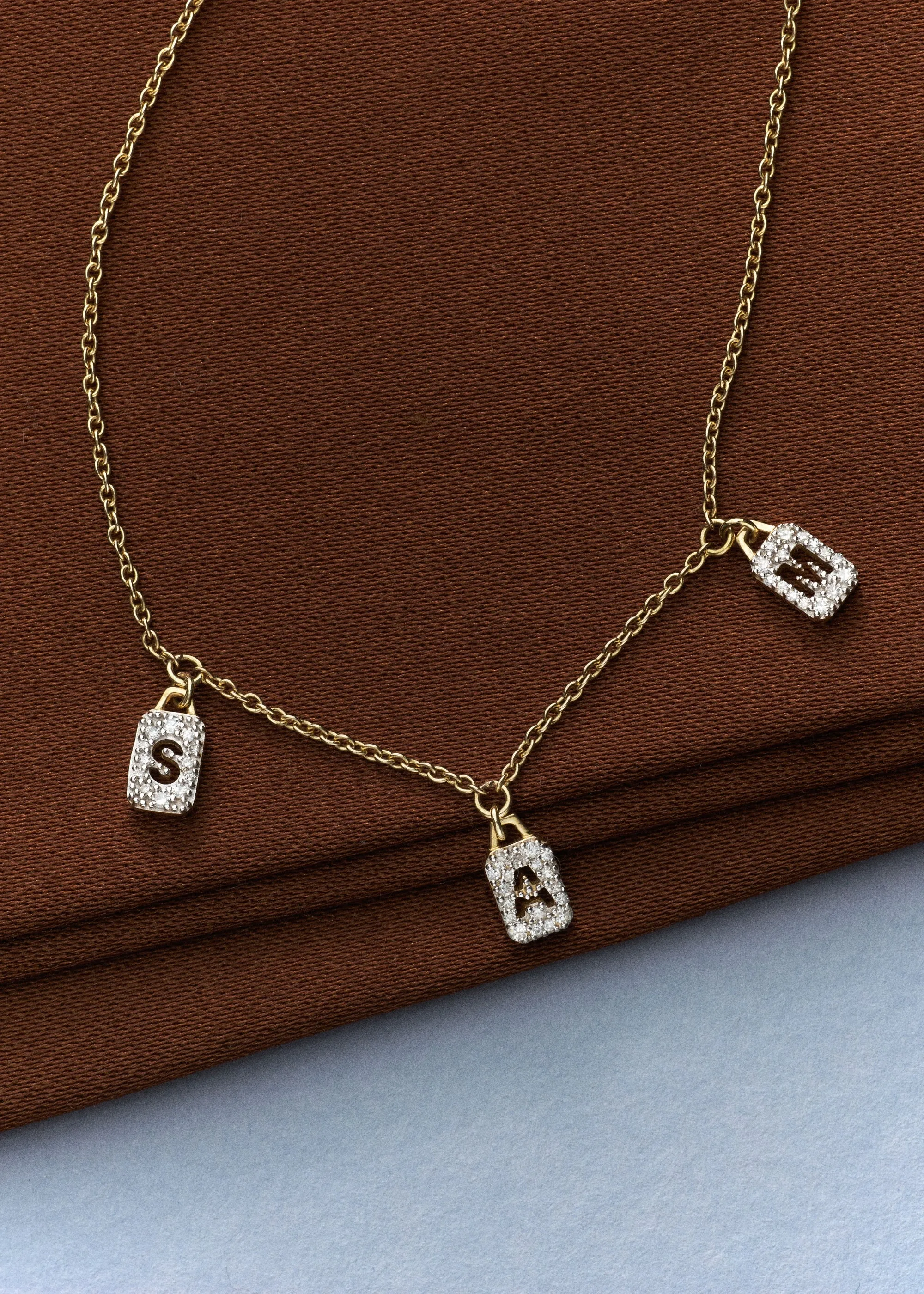 Personalised Tiny Diamond Tag Necklace (Made To Order) sold by Otiumberg product image thumbnail 2