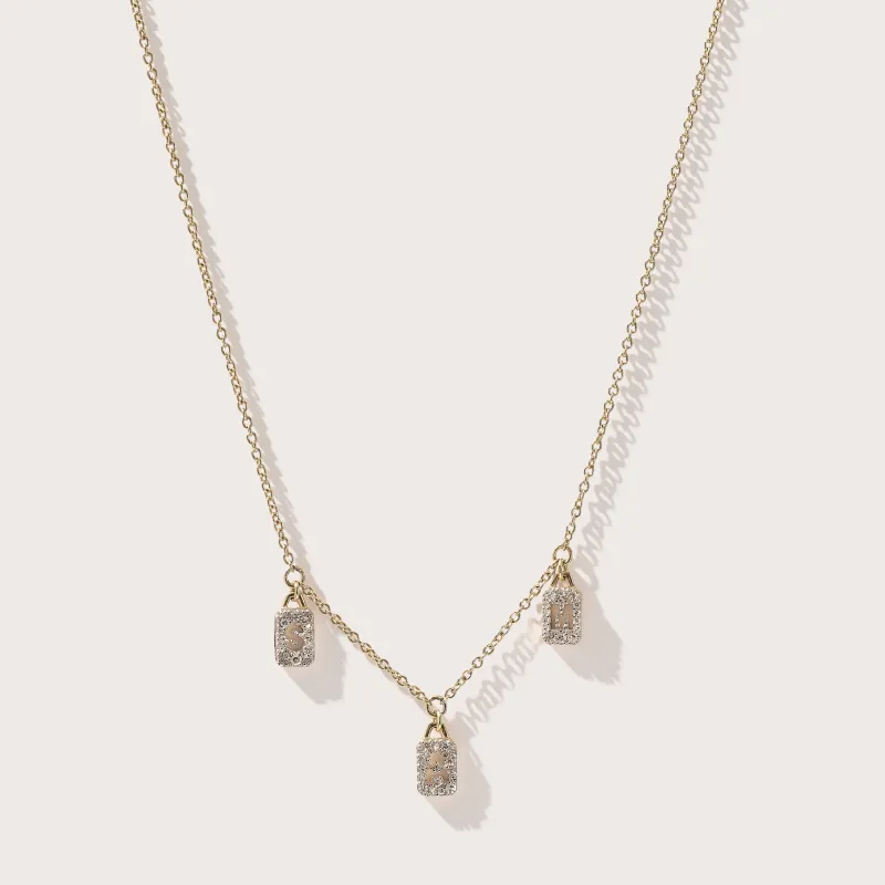 Personalised Tiny Diamond Tag Necklace (Made To Order) sold by Otiumberg