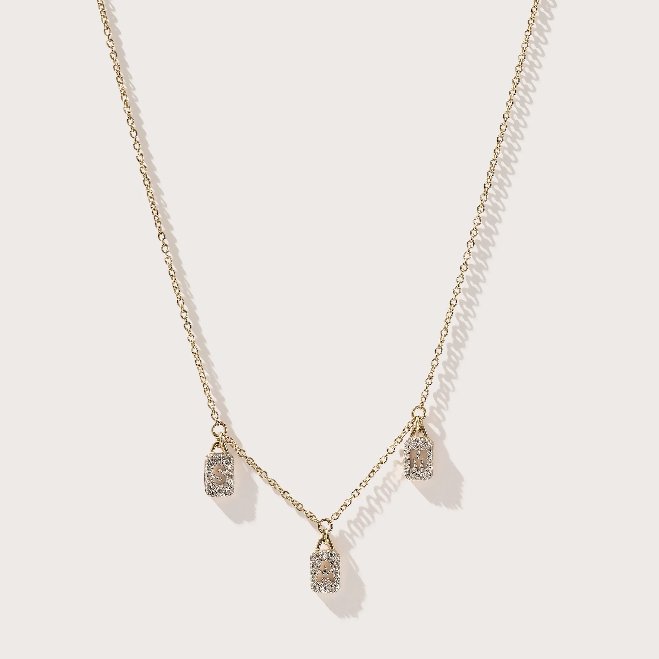 Personalised Tiny Diamond Tag Necklace (Made To Order) sold by Otiumberg