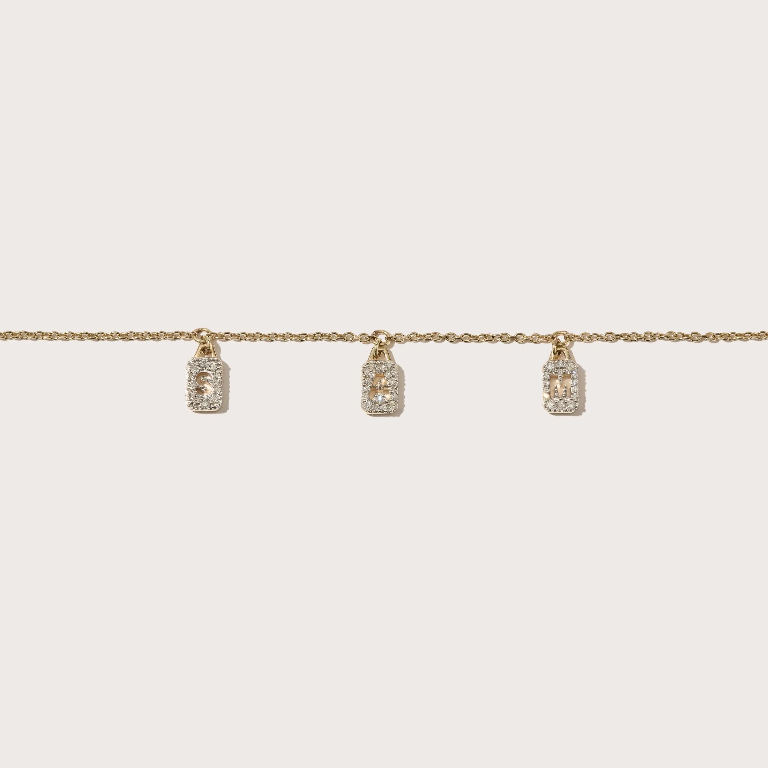 Personalised Tiny Diamond Tag Necklace (Made To Order) sold by Otiumberg product image thumbnail 4