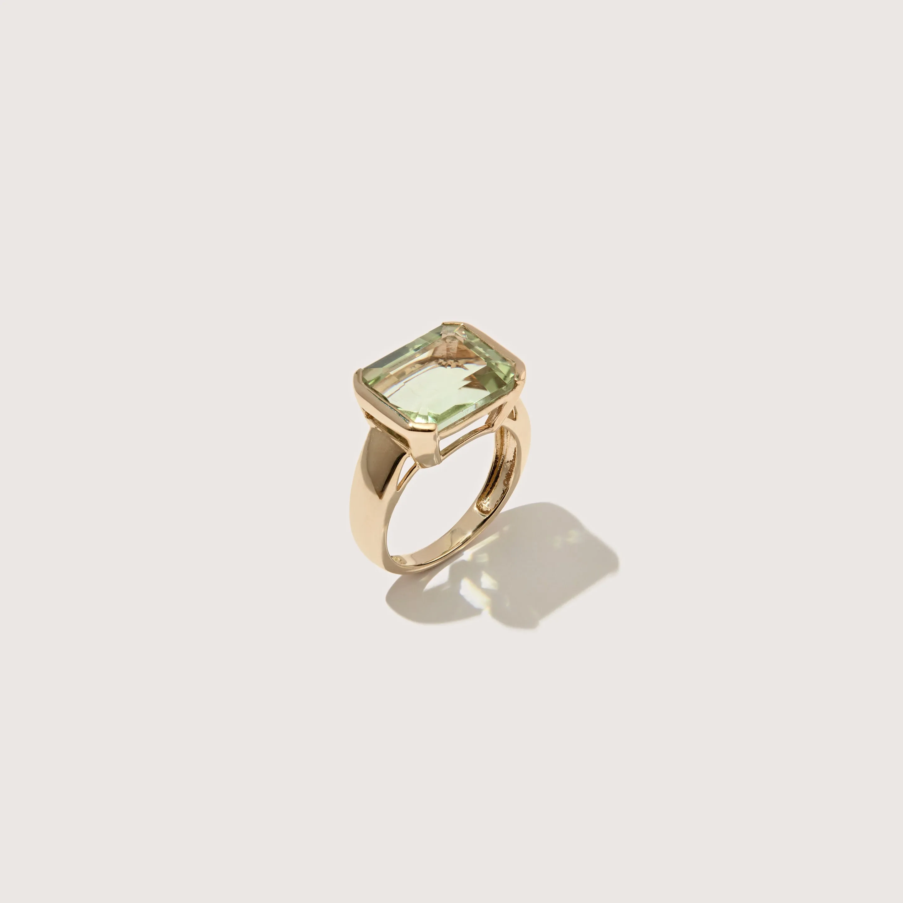 Mint Quartz Domino Ring sold by Otiumberg
