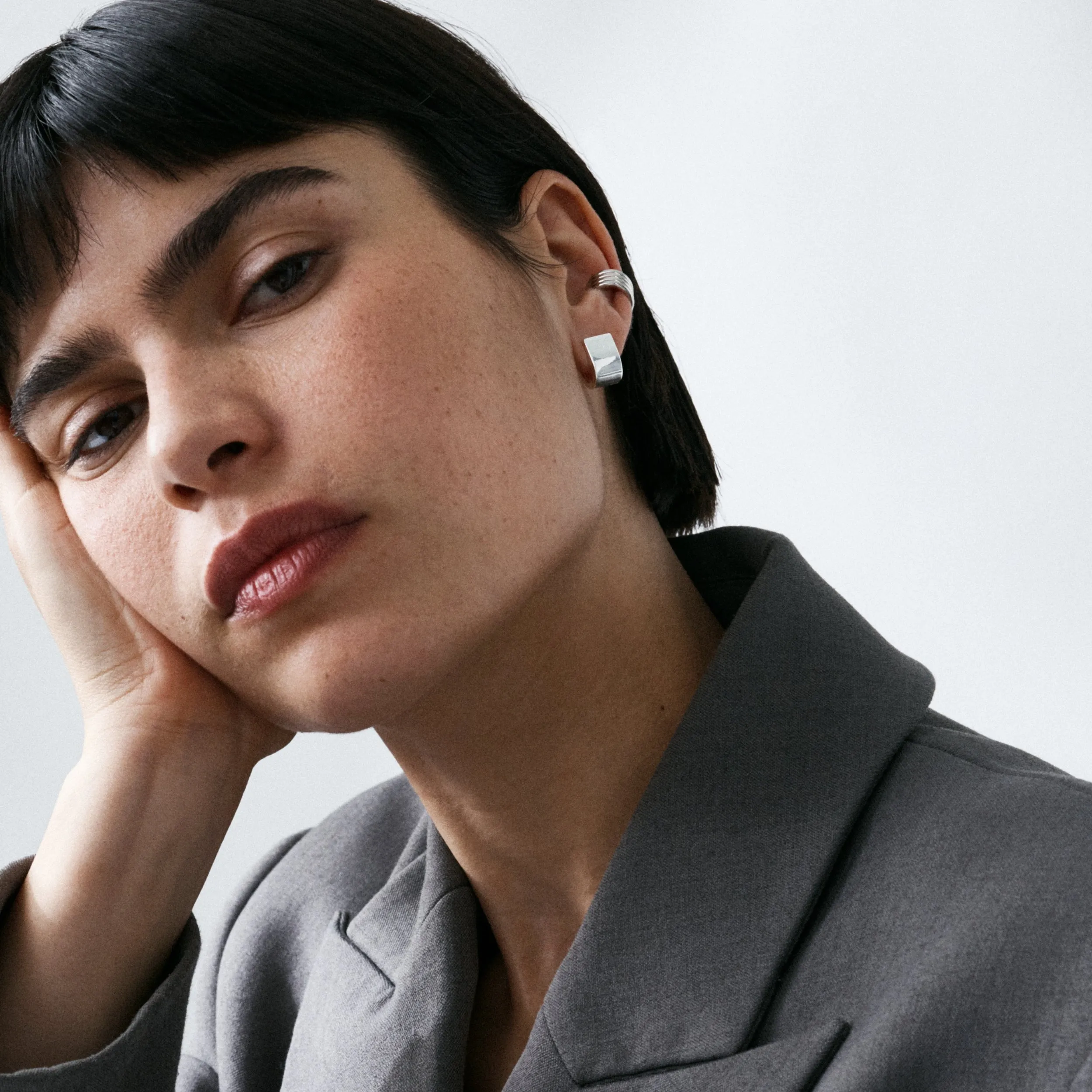 Chunky Square Huggie Earrings sold by Otiumberg product image thumbnail 2