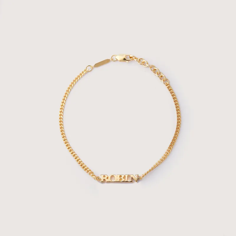 Solid Gold Personalised Name Bracelet (Made To Order) sold by Otiumberg