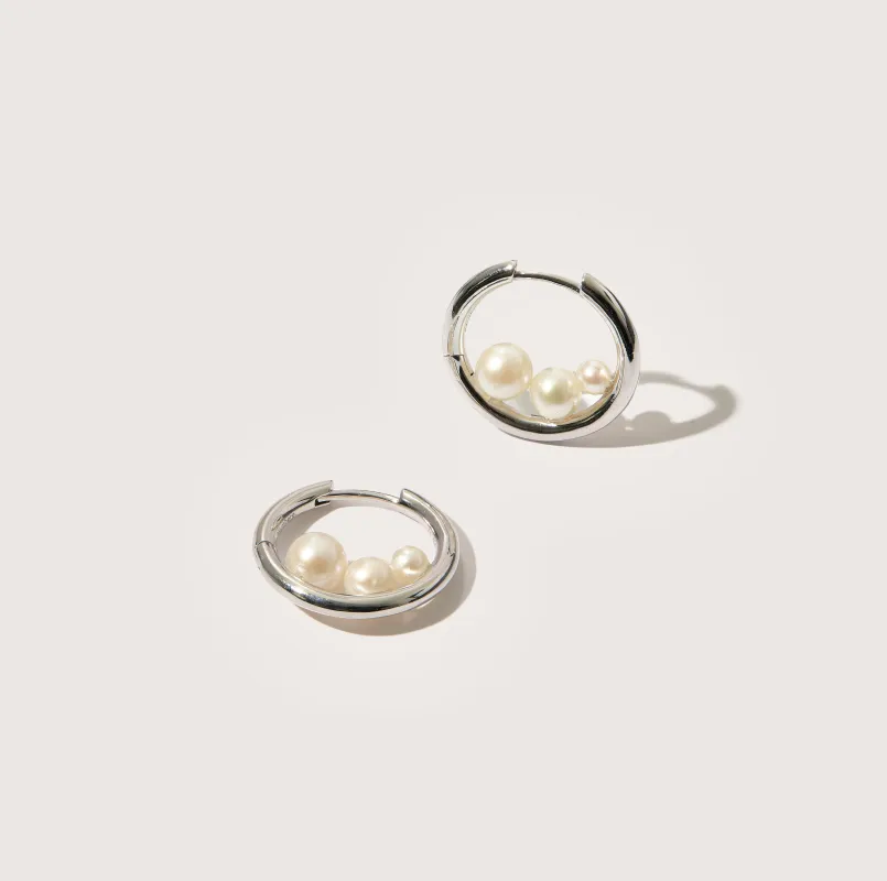 Trio Pearl Hoops sold by Otiumberg