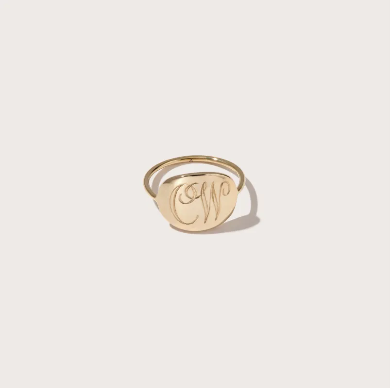 Modern Signet Ring with Complimentary Hand Engraving sold by Otiumberg