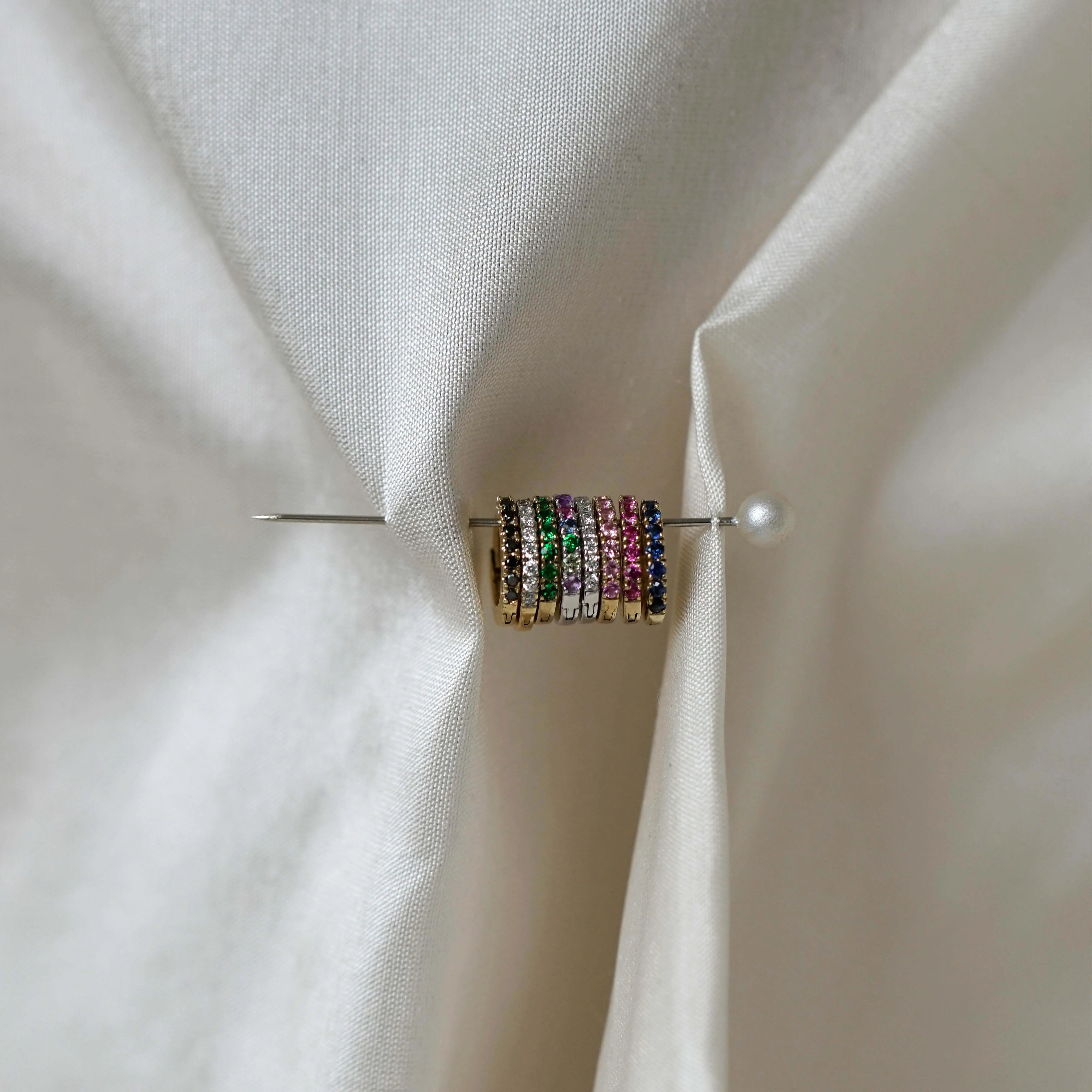 Small White Gold Diamond Huggie Hoops sold by Otiumberg product image thumbnail 5