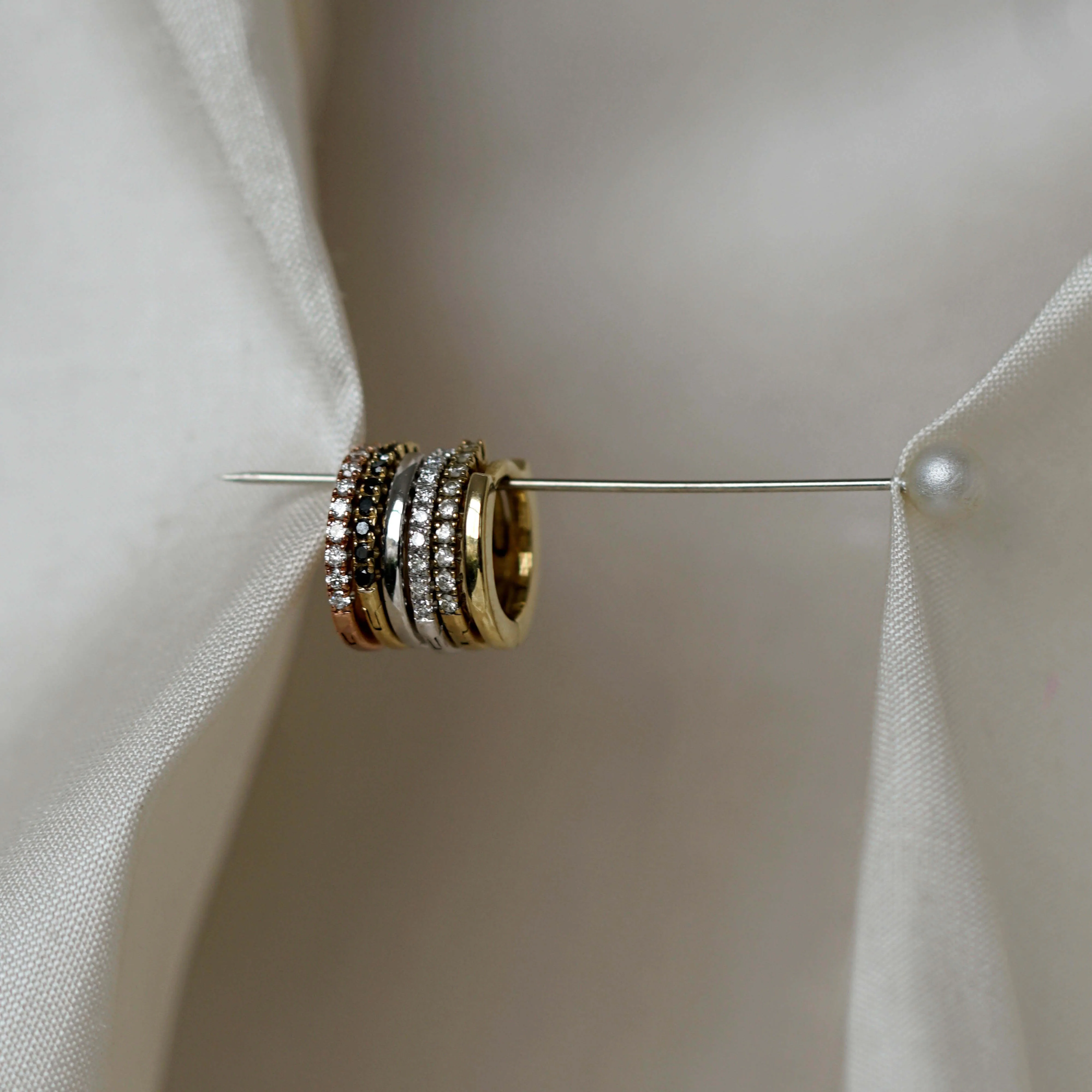 White Gold Diamond Huggies sold by Otiumberg product image thumbnail 4