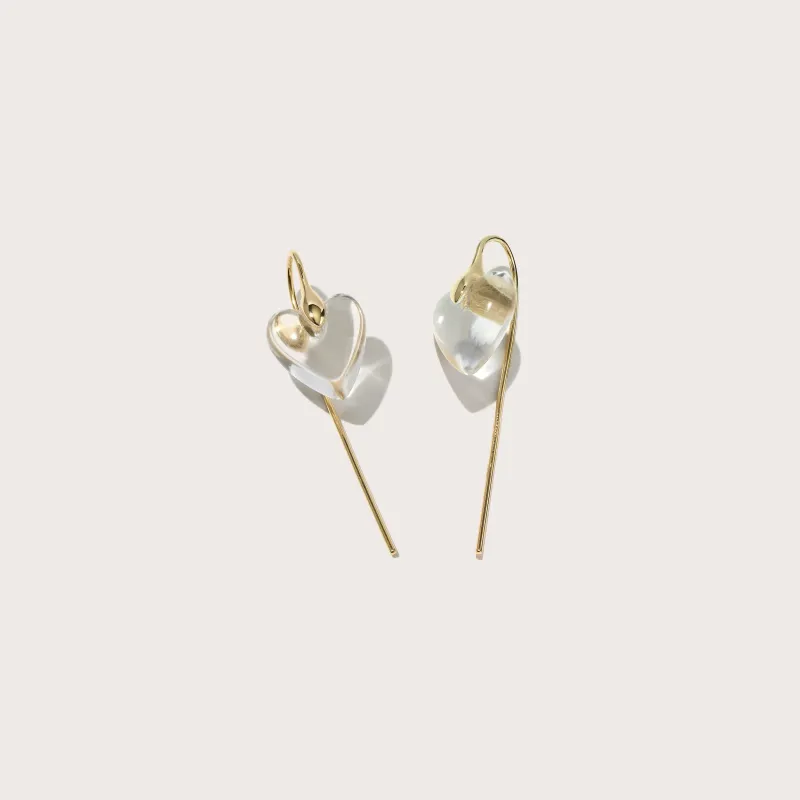 Quartz Heart Hook Earrings made by Otiumberg